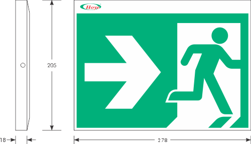 LED Exit Sign, HXL-S 270mm Dimensions